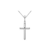14K White Gold Large Cross Pendant Necklace with Chain