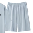 thumbnail image 2 of Mens Casual Botón Abajo Camisas de Manga Larga Color Sólido Cuello Redondo Manga Corta Superior, Suelto Ajuste de los Hombres Botón Abajo Camisas con Elástico de la Cintura Shorts Conjunto, 2 of 4