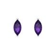 thumbnail image 3 of 1 Ct Marquise Cut Studs Purple Natural Amethyst 18K White Solid Solid Gold Everyday Dainty Earrings Screw Back, 3 of 7