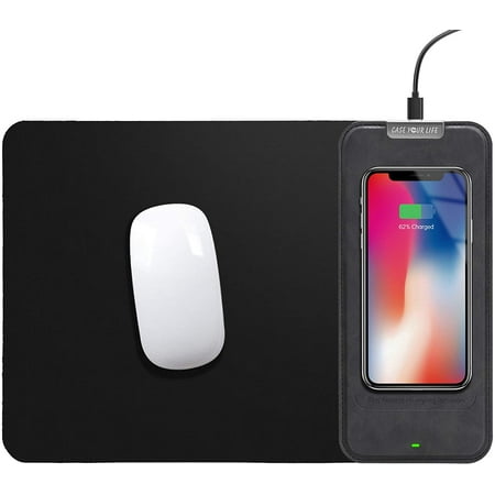 Leather Desk Pad Mat with Wireless Charging, Gaming Mouse Pad with ...