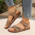 thumbnail image 6 of Women's Adjustable Buckle Sandals, Cork Footbed Women's Summer Sandals, Open Toe Casual Walking Sandals, Women's Buckle Strap Sandals Cork Footbed Open Toe Adjustable Casual Summer Shoes, Khaki 7, 6 of 9