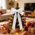 thumbnail image 5 of OCCOA Velvet Bow Christmas Tree Wreath Decorative Pre-Tied Ribbon Ornament for Door Mantel Window Gift Wrapping Home Party Decor Xmas Present, White, 5 of 6
