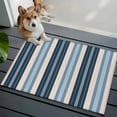 thumbnail image 3 of 2x3 Ft Entryway Area Rug, Blue Beige Striped Kitchen Rug Runner Washable Floor Mat, Modern Stripes Art Farmhouse Non Slip Indoor Door Mat Throw Carpet for Bathroom Living Room Bedroom, 3 of 8