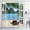 Blue Green, variant on Grey Shower Curtain, Blur Poster Display with Simplistic Square Shapes Contemporary Mosaic Optic Illusion Print, Cloth Fabric Bathroom Decor Set with Hooks, 69" W x 84" L, Ivory