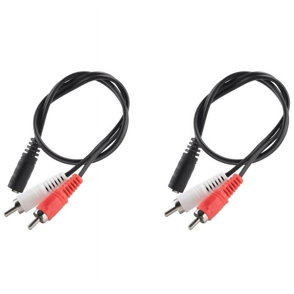 2Pcs 3.5 mm Stereo Female 2 RCA Male AV Cable Auxiliary Audio Adapter Wire