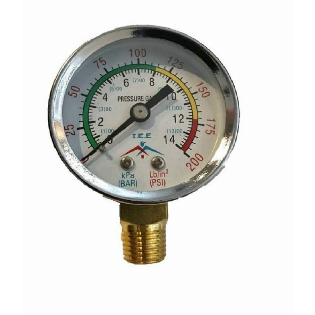 Air Compressor Pressure/Hydraulic Gauge 2" Face Side Mount 1/4" NPT 0-200 PSI