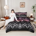 thumbnail image 4 of Castle Fairy Pink Romantic Rose Queen Comforter Set,Bohemian Damask Bedding Comforter Set, 4 of 8