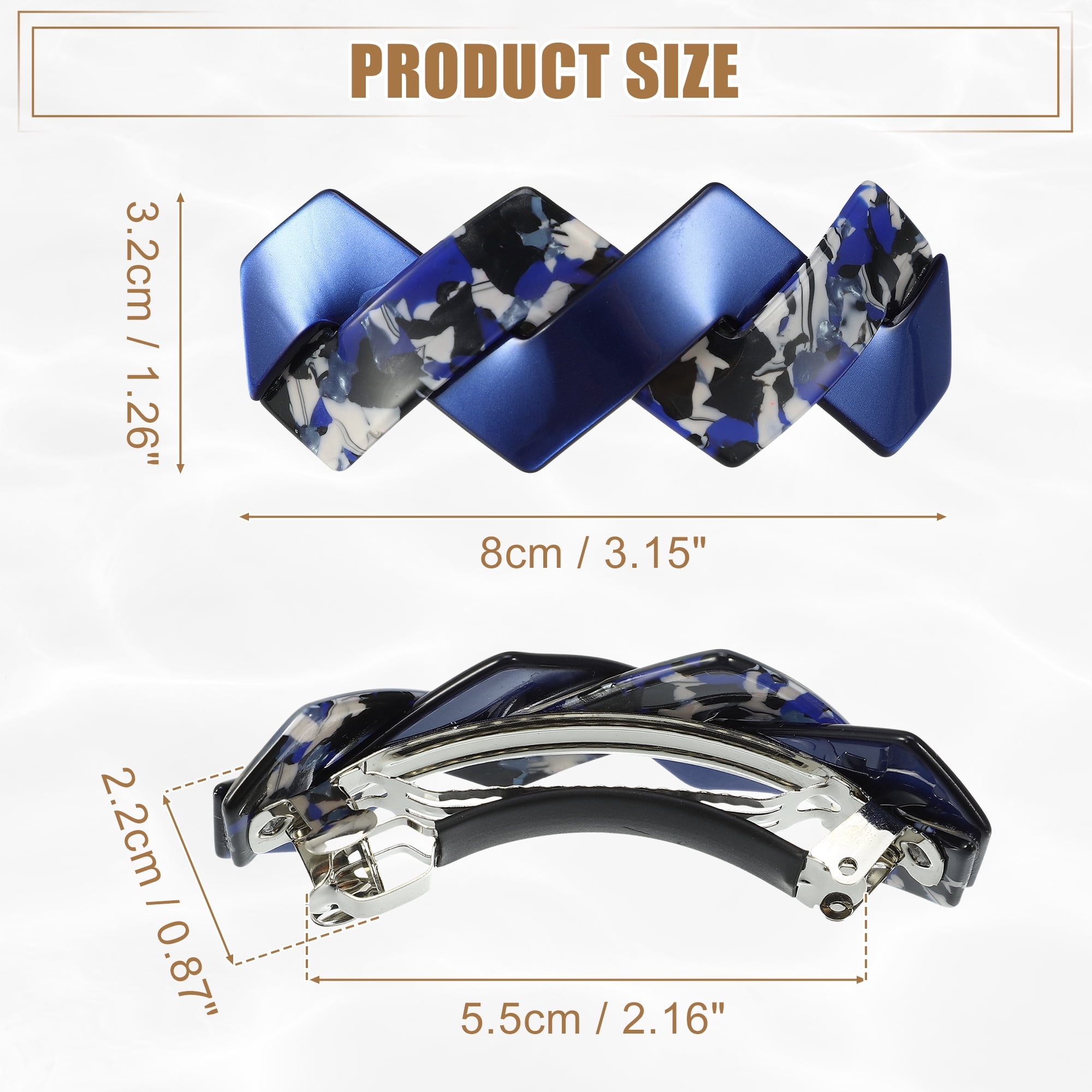 Unique Bargains 2Pcs Tortoise Shell Hair Barrettes Acetate Hair Clips Blue Amber