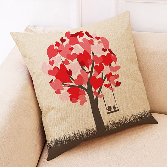 Fiudx Cojín Decorativo de San Valentín, Funda de Sofá Acogedora, Diseño de Corazón, Lino Suave, Decoración para El Hogar, La Oficina y El Coche, Lavable y Fácil de Mantener, Tamaño 45 X 45 Cm.