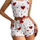 thumbnail image 3 of Conjunto de Pijama de 2 Piezas con Estampado Gráfico para Mujer, Top Corto y Pantalones Cortos de Verano, Conjuntos de Ropa de Dormir Acanalados. y Rojo L, 3 of 6