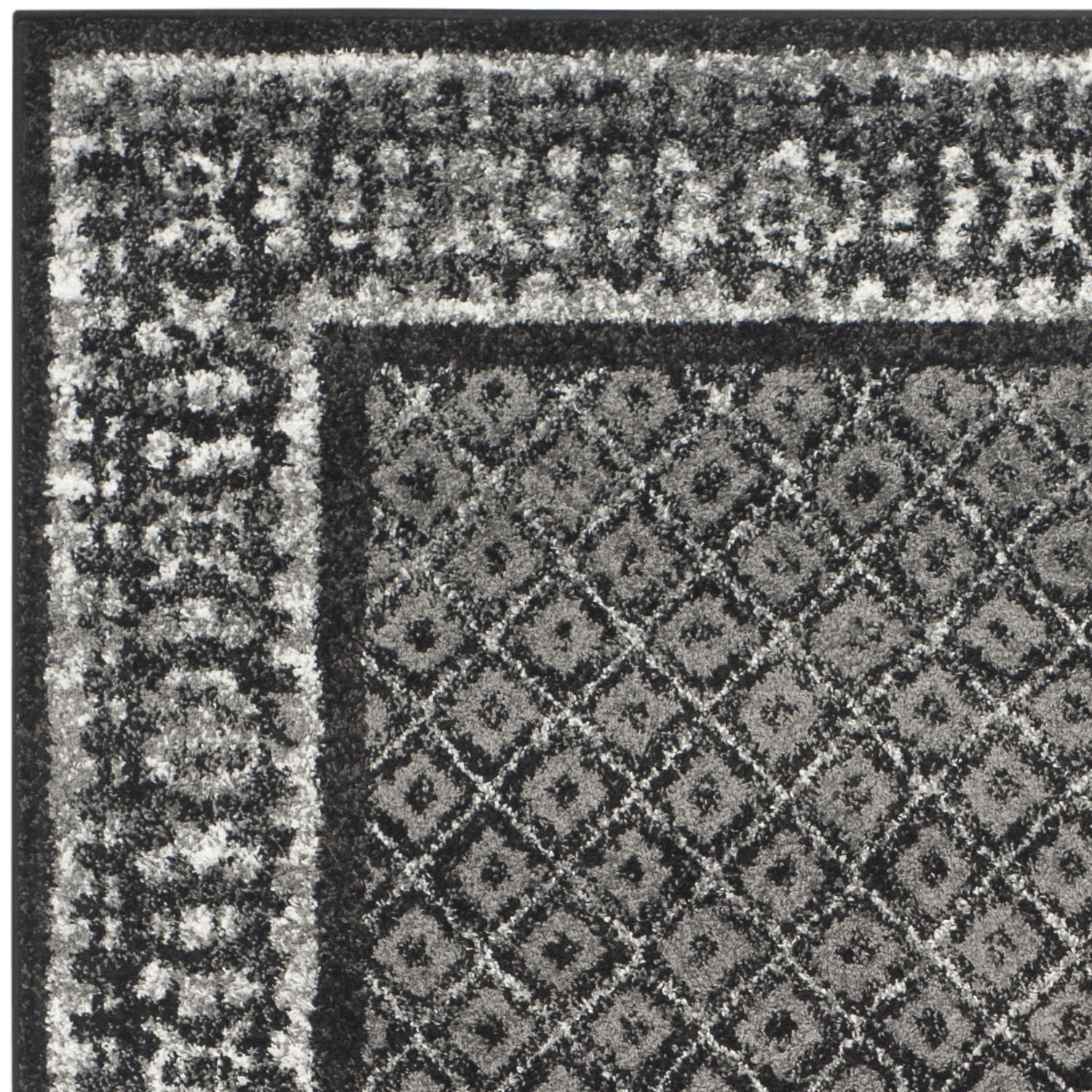 SAFAVIEH Adirondack Royston Geometric Area Rug, Black/Silver, 4' x 4' Square