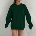 thumbnail image 4 of Women's Fleece Lined Round Neck Long Sleeve Sweatshirt, No Hood Loose Fit Casual Pullover Top with Solid Color Design for Daily Wear, Student Couple Outfits and Banquet Appropriate Wear Green L, 4 of 4