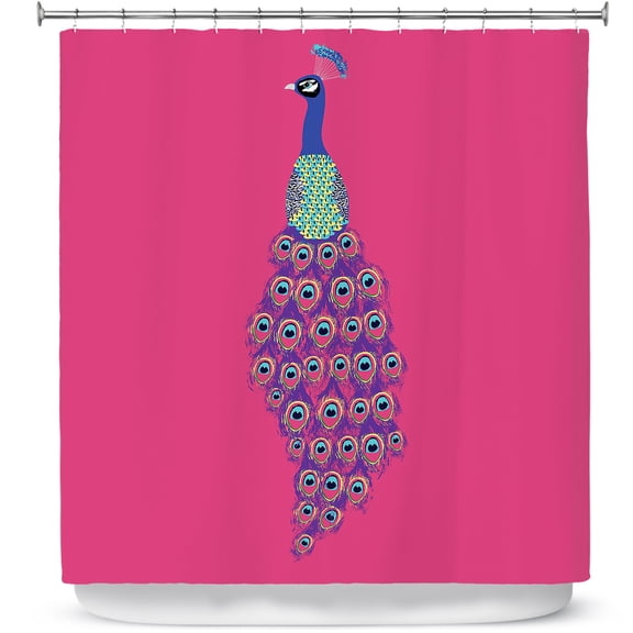 Shower Curtains 70" x 73" from DiaNoche Designs by Metka Hiti - Peacock Pink