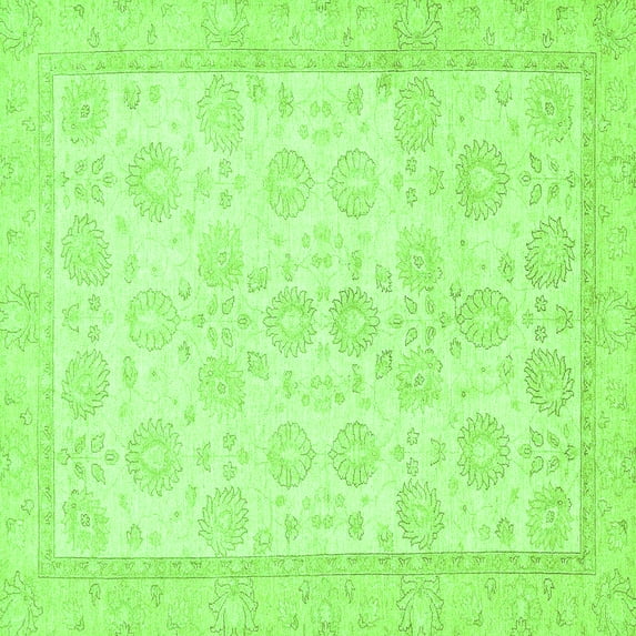 Ahgly Company Indoor Square Oriental Green Traditional Area Rugs, 3' Square