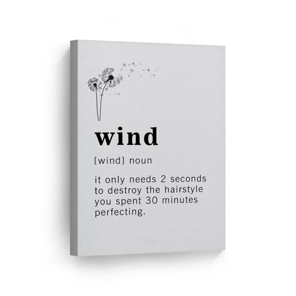 Smile Art Design Funny Noun Dictionary Definition of Wind Canvas Print Inspirational Quote Sign Office Living Room Bedroom Bathroom Wall Decor Wall Art Home Decor Ready to Hang Made in USA 12x8