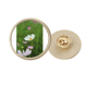thumbnail image 1 of Pure White Cosmos Broche de oro metálico circular, 1 of 3
