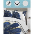 thumbnail image 4 of Navy Blue Gold Twin Size Down Alternative Comforter,Lightweight Comforter Quilt Bedding Set with Pillow Shams Abstract Line Art Troditional Ink Painting All Seasons Bed Comforter Duvet Insert 68"x86", 4 of 7