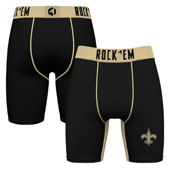 Men's Rock Em Socks Black New Orleans Saints Primary Logo Boxer Briefs