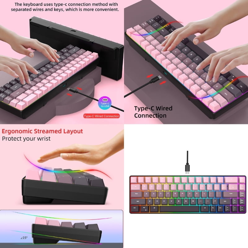 Gasket Mount Wireless Mechanical Keyboard RGB Backlit Hot Swappable Switch 8000mAh Battery PBT Keycaps Ergonomic Design