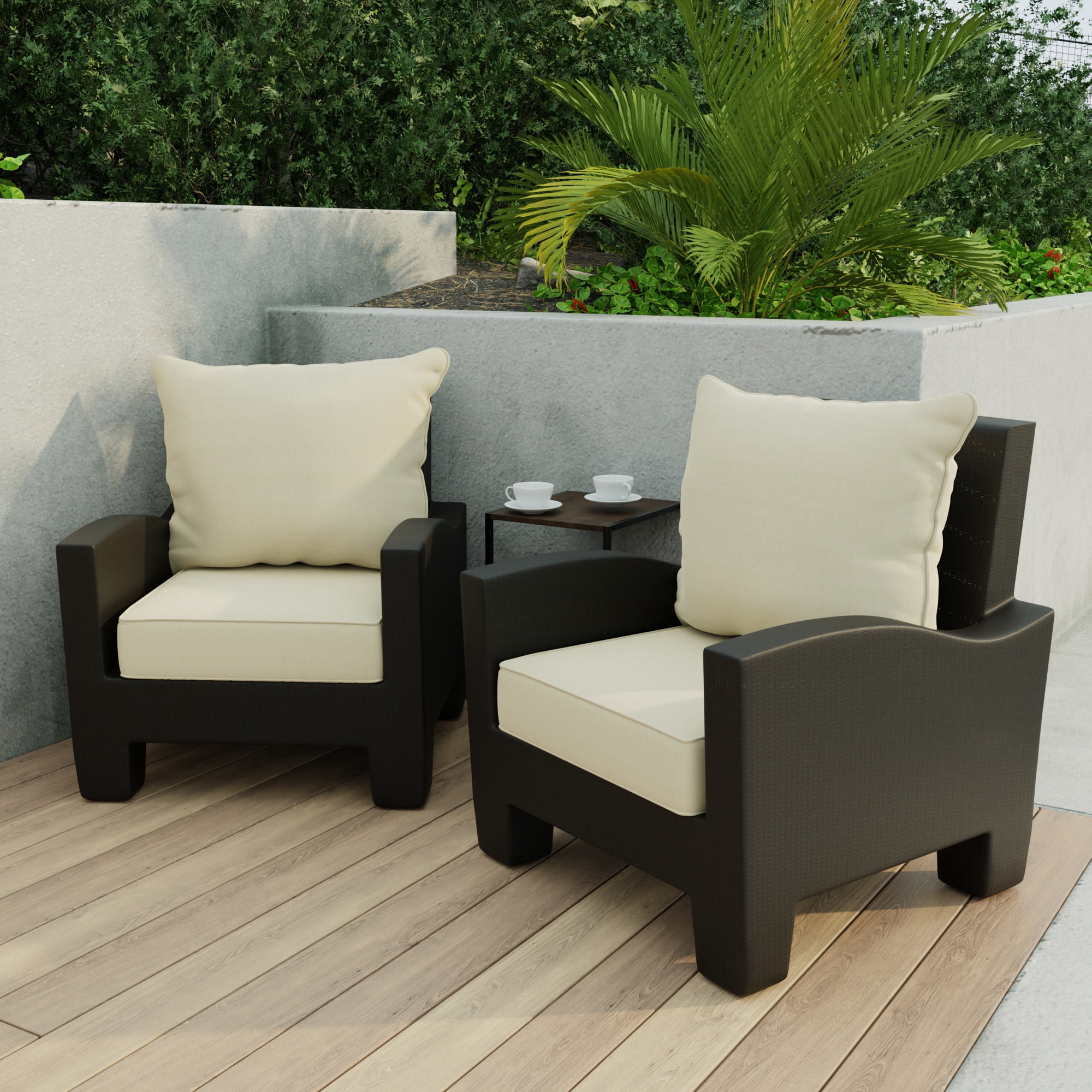 Jordan Manufacturing Sunbrella 46.5" x 24" Canvas Antique Beige Solid Rectangular Outdoor Deep Seat Chair Cushion Set with Welt