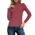 thumbnail image 2 of JIAYUE Sweaters for Women Wide Striped Long Sleeve Knit Pullover Solid Color For Ladies Casual Winter Wear, 2 of 8