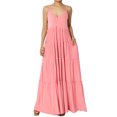 thumbnail image 1 of TheMogan Robe Longue Maxi à Volants Superposés Col en V pour Femmes avec Poche Décontractée, 1 of 6