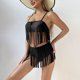thumbnail image 4 of Conjunto de Bikini de Cintura Alta para Mujeres, Cuello de Bloque de Color U, Bikini sin Espalda Ajustable de Moda, 4 of 6