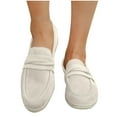 thumbnail image 4 of Xfvqtps Womens Casual Slip on Loafers Comfortable Flat Shoes Fall Breathable Round Toe Moccasins with Cushioned Insole Lightweight Walking Shoes White, 4 of 9