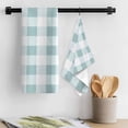 thumbnail image 3 of Aqua Plaid Kitchen Towel Dish Cloths Set of 3, Microfiber Soft Kitchen Hand Towels, Spring Summer Farmhouse Buffalo Checkered Absorbent Quick Drying Dishcloths 18 x 28 Inches, 3 of 8