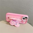 thumbnail image 3 of Phone Case for iPhone 15 Pro Case with Stand, Silicone Cute Kawaii Cartoon Bow 3D Kickstand iPhone 15 Pro Cases for Girls Women （Butterfly）, 3 of 14