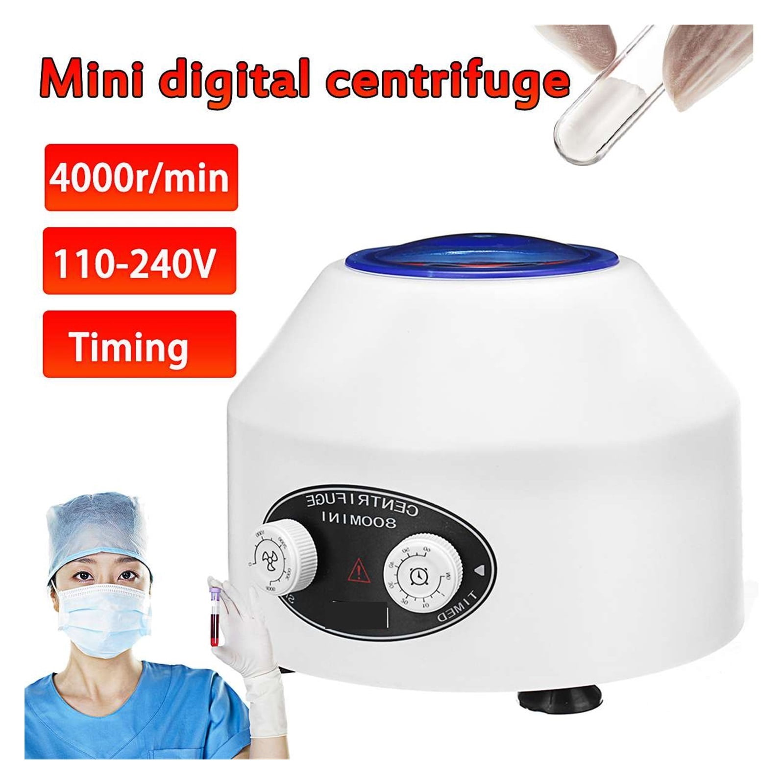 Blood Centrifuge PRP Plasma Centrifuge Machine 4000rpm 1685xg Timing Medical Centrifuge Lab Practice Machine Desktop Centrifuge ,Easy to Operate