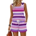 thumbnail image 3 of Stralyhd Two Piece Sets for Women 2026 Summer Matching Tank Top Lounge Set Sleeveless Casual Outfit Striped Sets Travel Vacation Short Outfits Purple L, 3 of 5