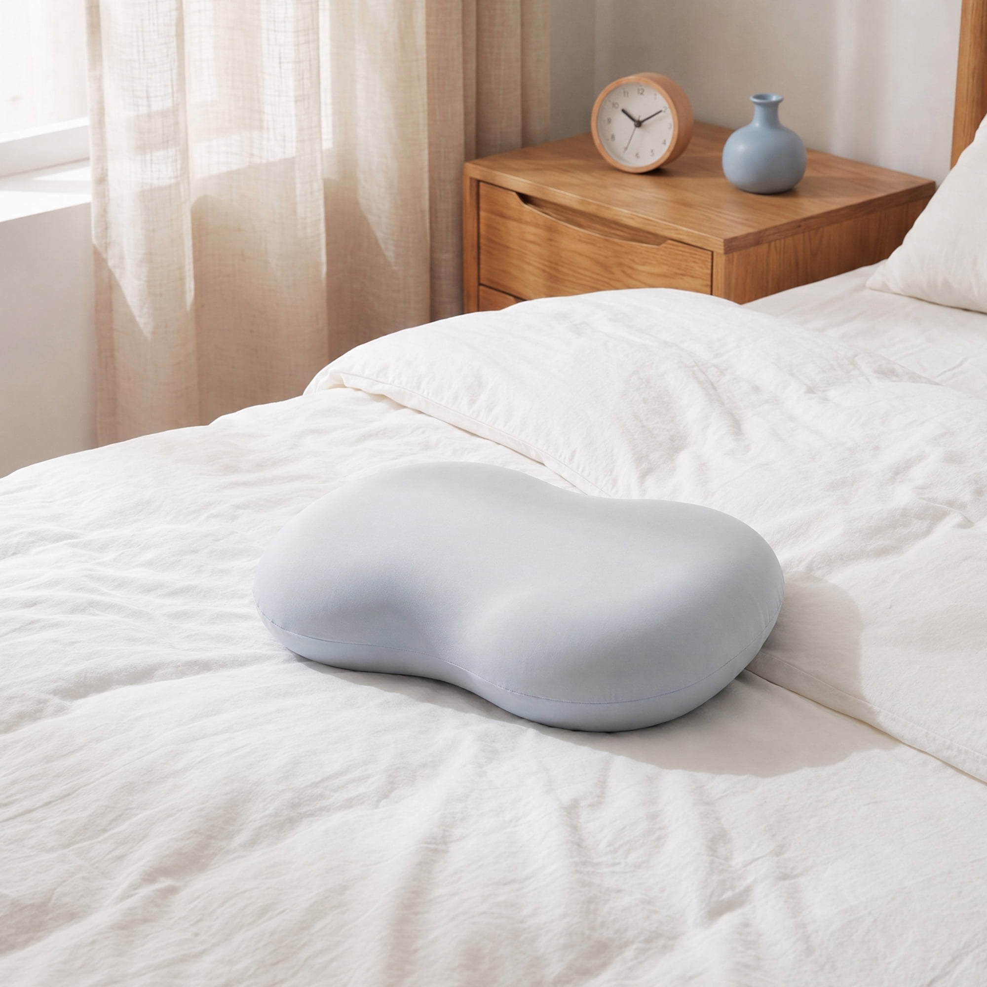 Unique Bargains Neck Pillow Cotton Cervical Support for Sleeping Blue 12.6"x7.9"x3.5"