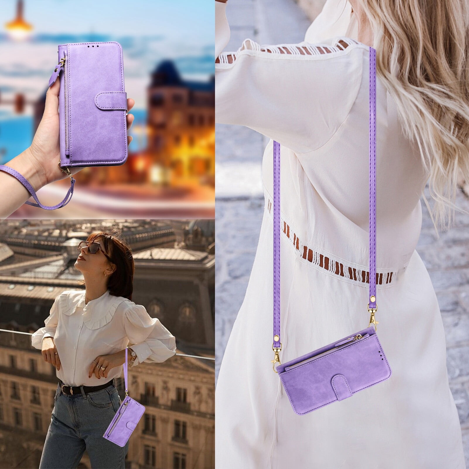 TCL 50 XE NXTPAPER 5G Case ,Zipper Handbag Wallet Leather Cover with Crossbody Detachable Lanyard Strap