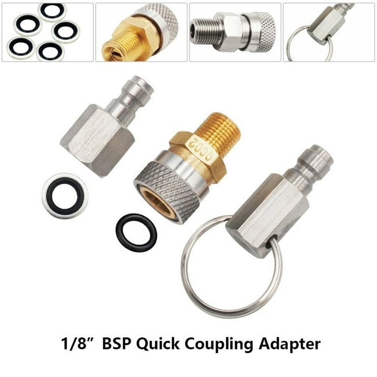 Airbrush Quick Release Coupling Adapter Kit Spray Gun Disconnect Adapter  Set with 1/8 Inch 5 Male and Female Connectors and 1/8 Inch BSP Male and