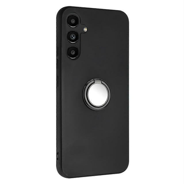 For Samsung Galaxy A56 Matte Case Ring Kickstand Soft TPU Phone Cover - Black