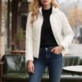 thumbnail image 2 of Women's Bomber Jacket Zip Up Coat with Pockets White XXXXL, 2 of 5