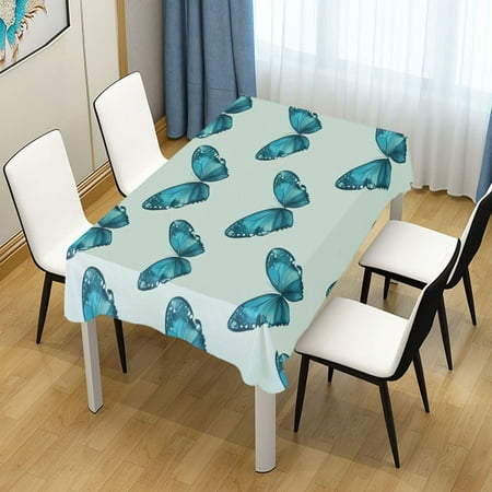 

54x72 Inch Tablecloth Polyester Square Tablecloth for Home Kitchen Dinner Decor Navy Blue Butterflies