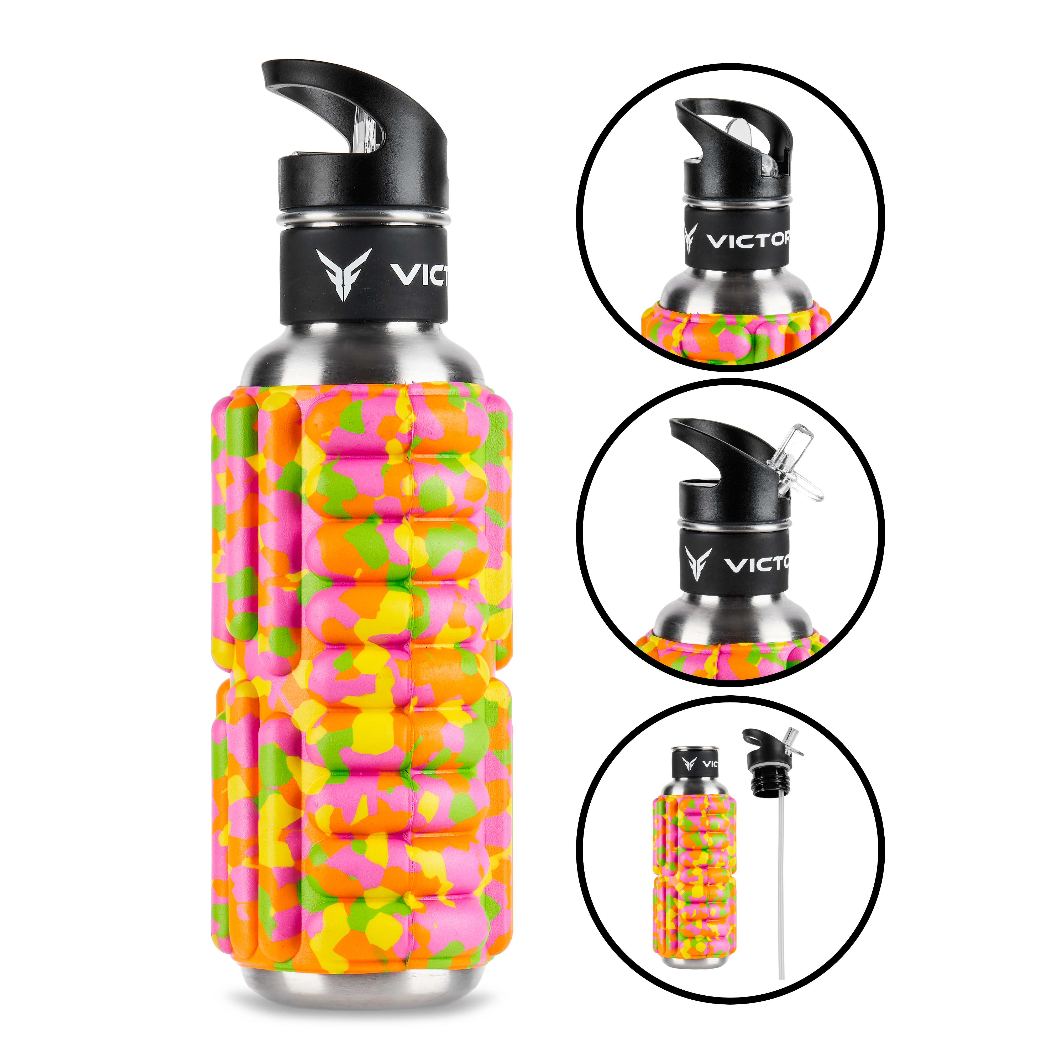 Victor.Fitness TriggerBottle 17oz Foam Roller Water Bottle (Pink) Built