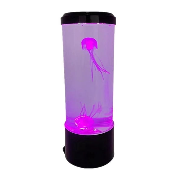 Electric Jellyfish Tank Table Lamp with Color Changing Light Gift for Kids Men Women Home Deco for Room Mood Light for Relax(Black)