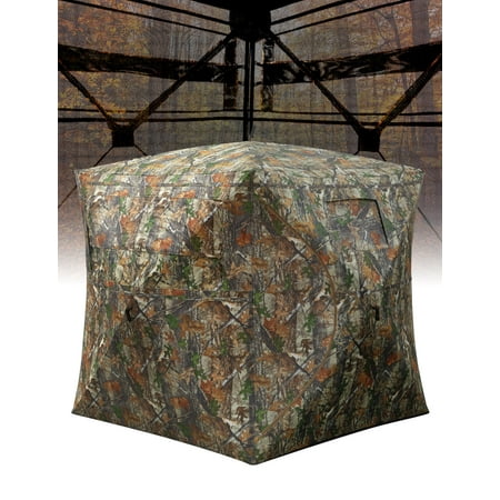 Hunting Blind See Through with Carrying Bag 2-3 Person PopUp Ground Blinds 270 Degree 210D Portable Resilient Hunting Tent for Deer & Turkey Hunting (Camouflage)