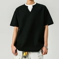 thumbnail image 3 of Fanxing Mens T Shirts Trendy Color Block Crewneck Short Sleeve Summer Tees Black XXL, 3 of 6