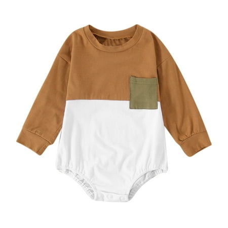 

Boys Girls Long Sleeve Color Matching Style Pullover Romper Sweatshirt Bodysuits Baby Items for Girl Baby Two Piece Outfit Girls Girl Clothes for Winter 9 Month Baby Girl Clothes Baby Girl Products 9