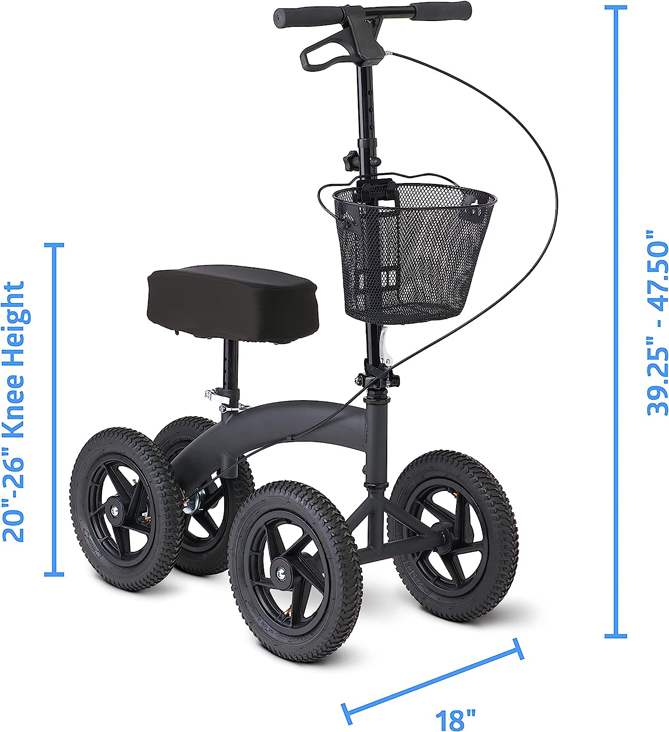 Medline Knee Walker with Hand Brake and Basket Red