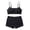 Black, variant on GobdXE Women Square Neck Spaghetti Strap Wireless Bra & Shorty Brief Sets Solid Soft Heather Cotton Stretch 2 Piece Daily Lounge Intimates Color:Grey,Size:S
