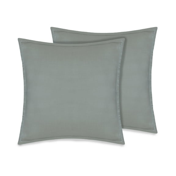 Delara GOTS Certified 100% Organic Cotton 2 Inch Flange Euro Sham Set of 2, 26"X26", Green