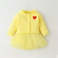 thumbnail image 3 of Liyamei Babys Girls Boys Knit Ribbed Solid Spring Winter Long Sleeve Cardigan Romper Dress Hat Clothes Set Toddler Girl 2-Piece Sets Size Yellow 0-3 Months, 3 of 3