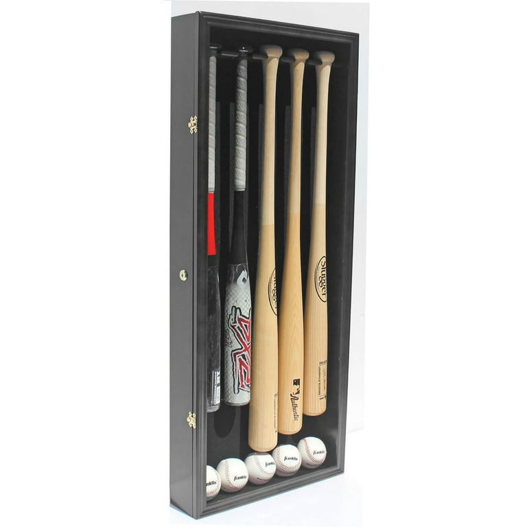 Pro UV 5 Baseball Bat Display Case Holder Wall Cabinet, Horizontal / Vertical Wall Mount B55 (Black Finish) - Walmart.com