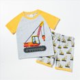 thumbnail image 2 of TOWED22 Baby Boy Clothes Toddler Boy Clothes Summer Outfits Dinosaur T-Shirt Pocket Short Pants Set(Yellow,4-5 Y), 2 of 9