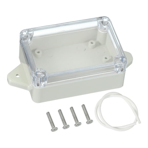 Uxcell Junction Box, Electrical Enclosure Box ABS Plastic Waterproof Outlet Plug Cover Cord Protector with Mounting Plate for Outdoor Indoor Electric Projects White/Transparent 83 x 58 x 33mm